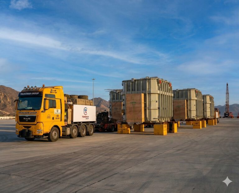 Tiếp nhận, vận chuyển và lắp đặt thành công 6 máy biến áp dự án điện mặt trời Thuận Nam 450MW.